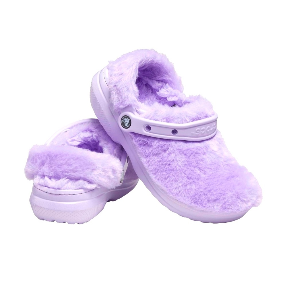 NWT Croc purple lavender fur clog limited edition